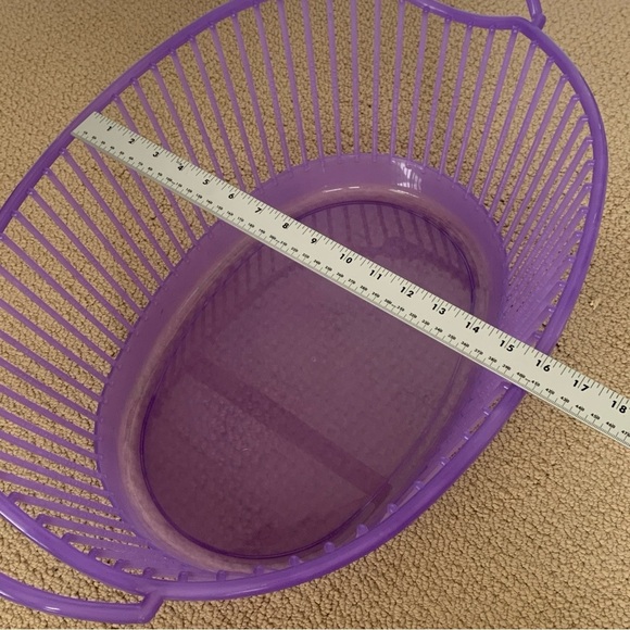 VTG MCM Purple Laundry Basket Retro Mid Century Quality Hard Plastic HTF Handles - Picture 9 of 10